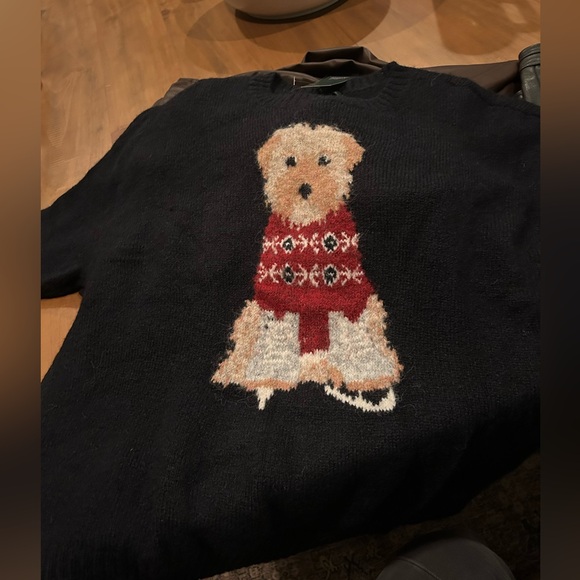 NWT Wild Fable Crewneck Pullover Heritage Novelty Sweater -Navy Blue Dogs - Picture 7 of 9